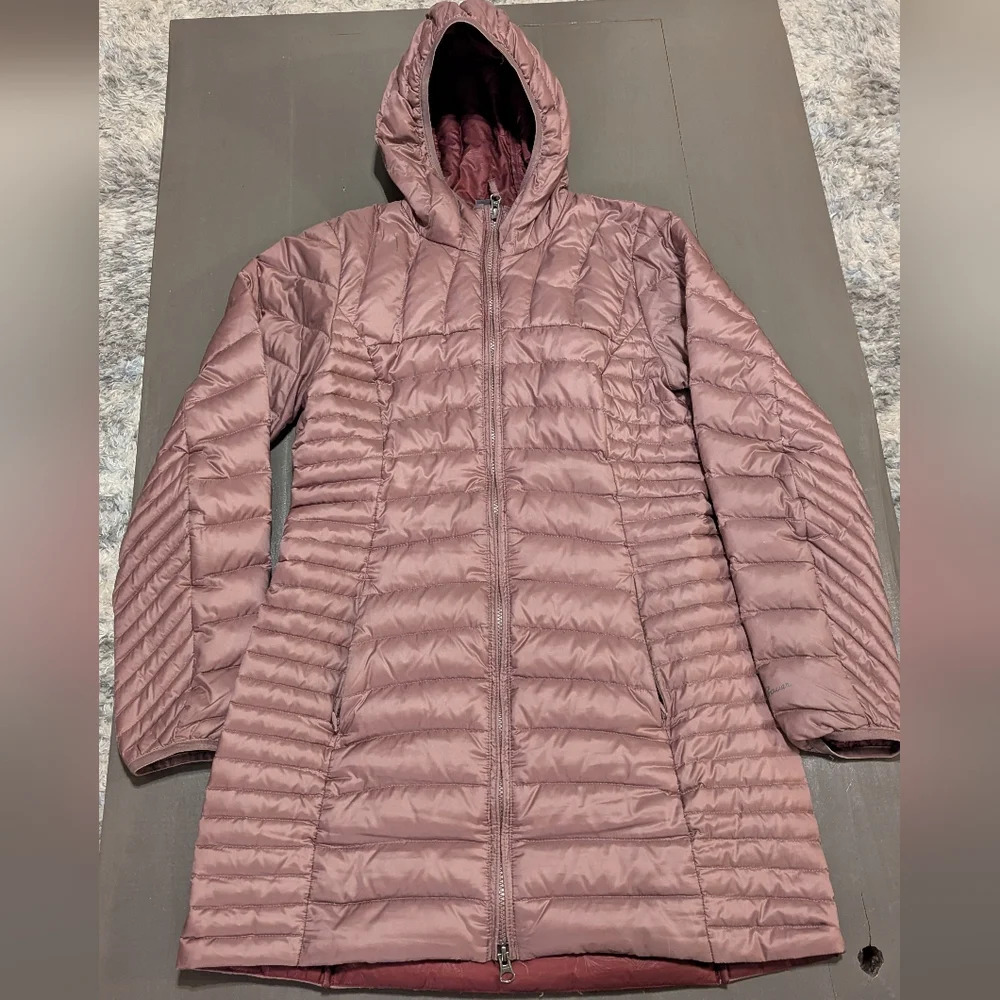 EDDIE BAUER Astoria Hooded Down Parka Puffer Jacket Full-Zip Vintage Rose Size S - Picture 2 of 5